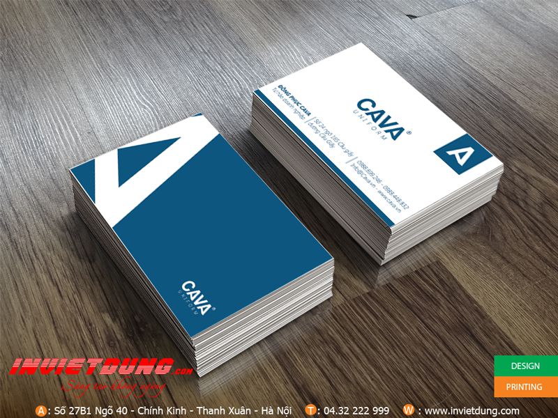 Card visit cửa hàng đồng phục CAVA được in tại In Việt Dũng
